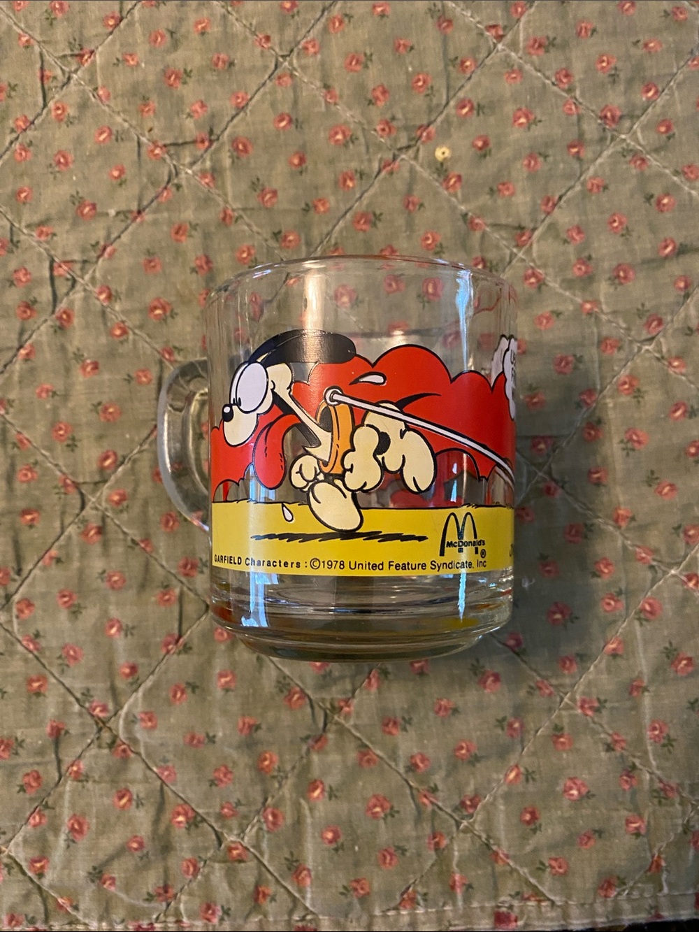 McDonald's Glass Mug with Red and Yellow Garfield Band